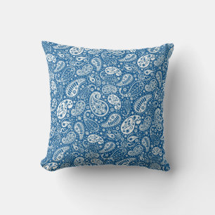 Blue and White Paisley Dekorativ kudde