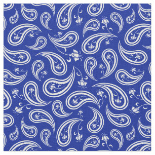 Blue and White Paisley Mönster Tyg
