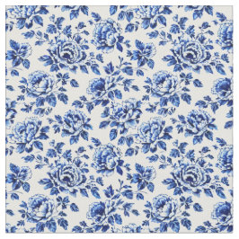 Blue and White Peonies Toile de Jouy Tyg