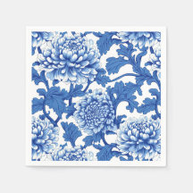 Blue and White Peony Chinoiserie Blommigt