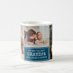 Blue and White Photo Collage för Grandpa Kaffemugg