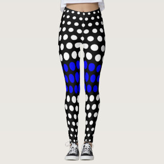 Blue and White Polka Dot Mönster Leggings