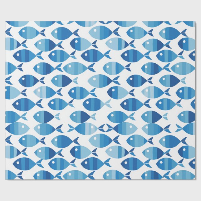 Blue and White Preppy Coastal Fish Presentpapper (Platt)