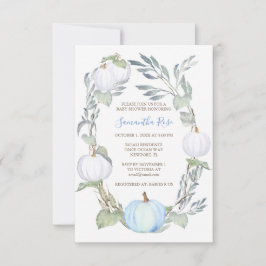 Blue and WHITE PUMPKIN Greenery BABY Shower Inbjud Inbjudningar