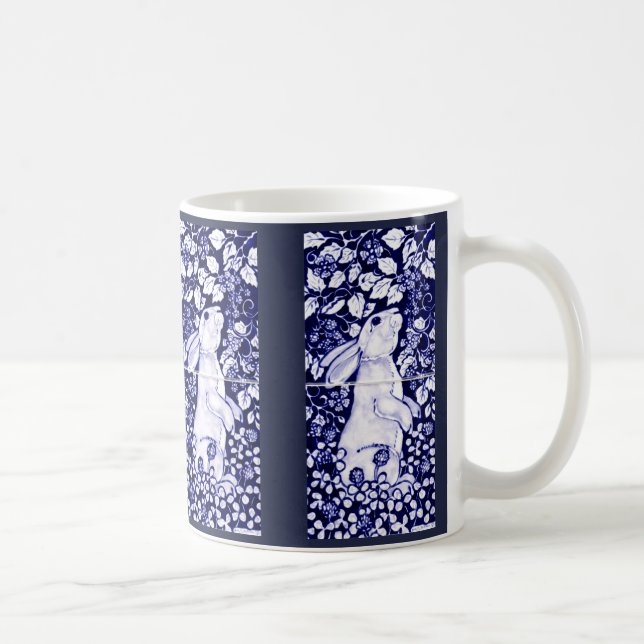 Blue and White Rabbit China Mugg Tile Dedham Cobal (Höger)