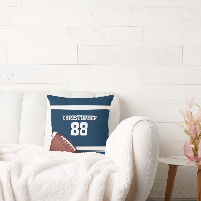 Blue and White Rand Jersey Football Kudde (Soffa)