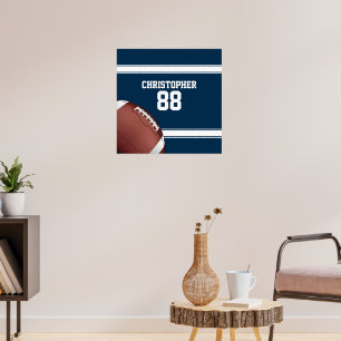 Blue and White Rand Jersey Football Poster