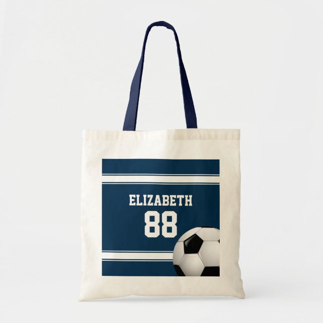 Blue and White Rand Jersey Soccer Ball Tygkasse (Framsidan)
