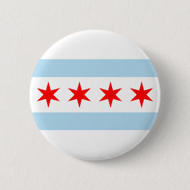 Blue and White Rand Red Stars Chicago Flagga Knapp