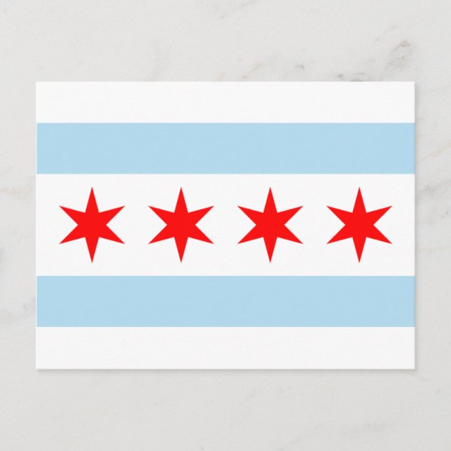 Blue and White Rand Red Stars Chicago Flagga Vykort (Framsida)