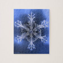 Blue and White Real Snowflake Hard Jigszle Puzzle