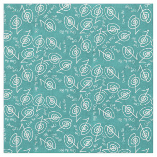 Blue and White Reiki Cho Ku Rei Mönster Tyg