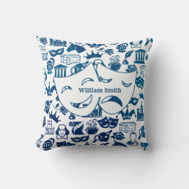 Blue and White Shakespeare Lover Pillow Kudde