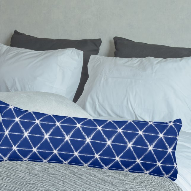 Blue and White Shibori Linjer Mönster Kroppskudde (Skapare uppladdad)