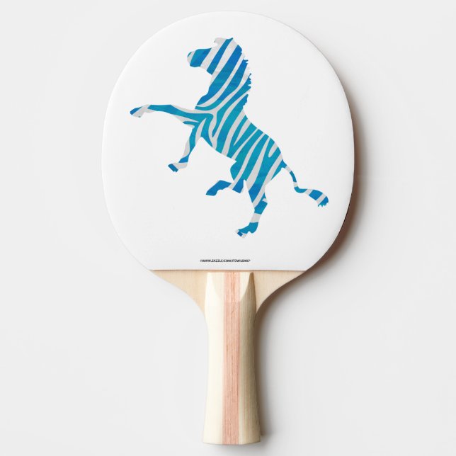 Blue and White Silhouette Zebra Pingisracket (Framsidan)