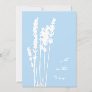 Blue and White Silhouetted Floral Card Kort