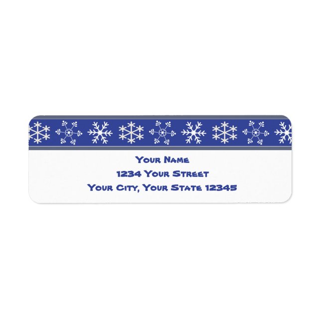 Blue and White Snowflake Address Label #HolidayZ Returadress Etikett (Framsidan)