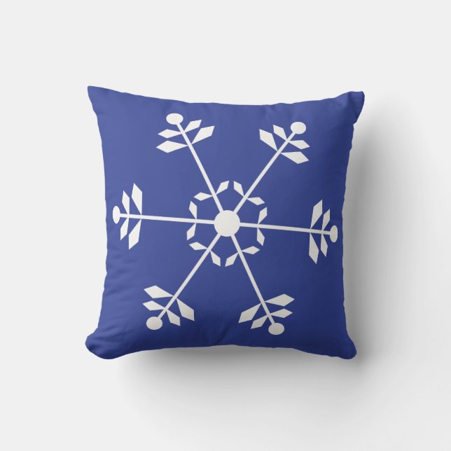 Blue and White Snowflake Pillow #HolidayZ Kudde (Framsida)
