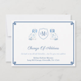 Blue and White Stafford Hundar Monogram Flytta Meddelande