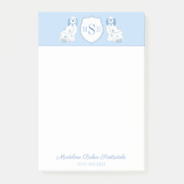 Blue and White Stoverdshire spanels Monogram Post-it Block