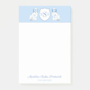 Blue and White Stoverdshire spanels Monogram Post-it Block