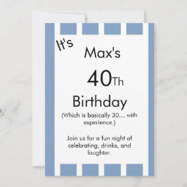 Blue and White Striped Birthday Invitation – Inbjudningar