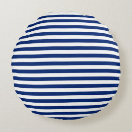 Blue and White Stripes Rund Kudde