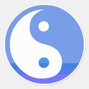 Blue and White Taijitu Yin Yang Symbol Runt Klistermärke