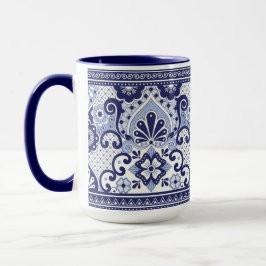 Blue and White Talavera Mexican FolArt Mugg