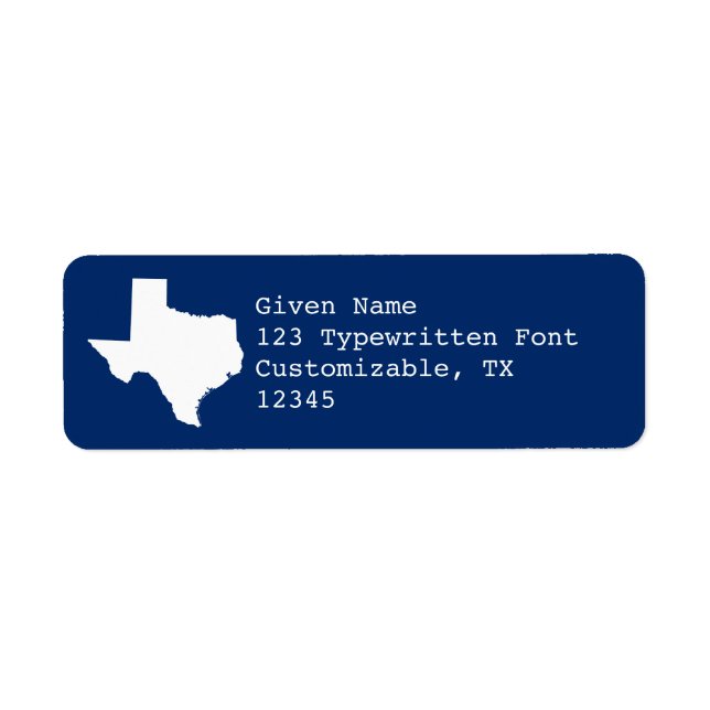Blue and White Texas Returadress Etikett (Framsidan)