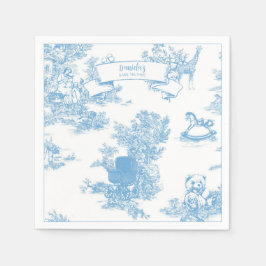 Blue and White Toile de Jouy Baby Shower Pappersservett