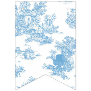 Blue and White Toile de Jouy Baby Shower Vimplar
