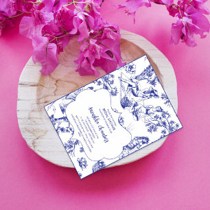 Blue and White Toile de Jouy Möhippa Inbjudningar