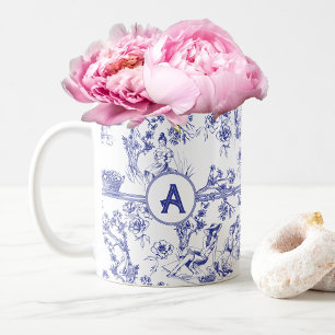 Blue and White Toile de Jouy Möhippa Kaffemugg