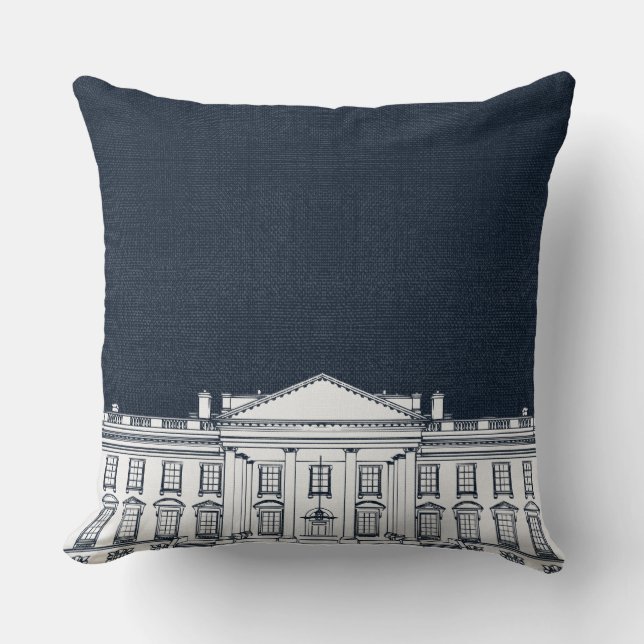 Blue and White Washington DC Whitehouse Kudde (Framsida)