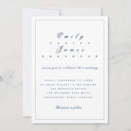 Blue and White Wedding Invitation Inbjudningar