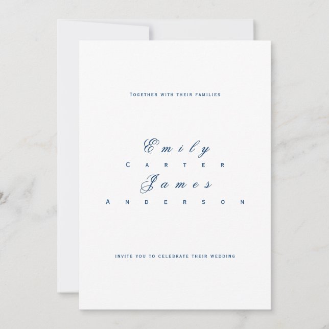 Blue and White Wedding Invitation Inbjudningar (Framsida)