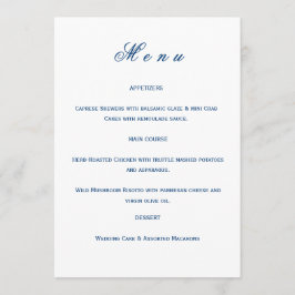 Blue and White Wedding Meny