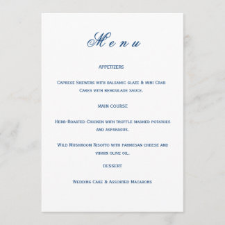 Blue and White Wedding Meny