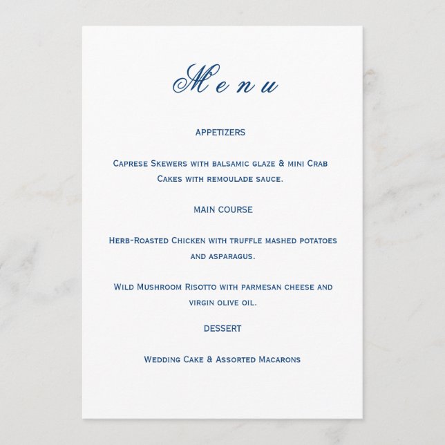 Blue and White Wedding  Meny (Framsida)