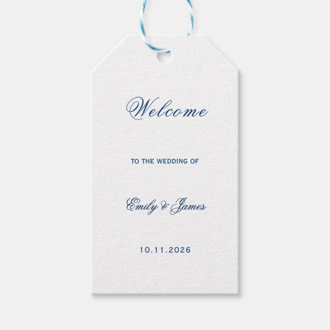 Blue and White Wedding Presentetikett (Framsidan)