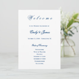 Blue and White Wedding Program