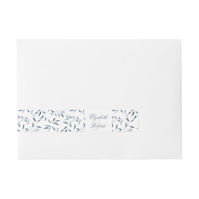 Blue and White Willow Garden Elegant bröllop Etikettband (Framsidan)