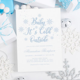 Blue and White Winter Wonderland Baby Shower Inbjudningar