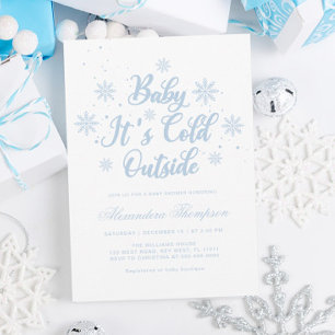 Blue and White Winter Wonderland Baby Shower Inbjudningar