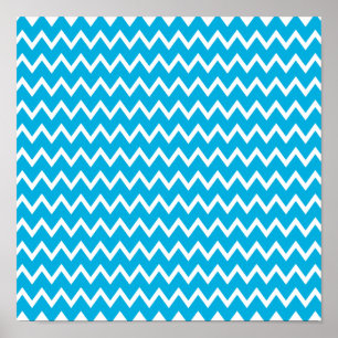 Blue and White Zigzag Mönster Poster