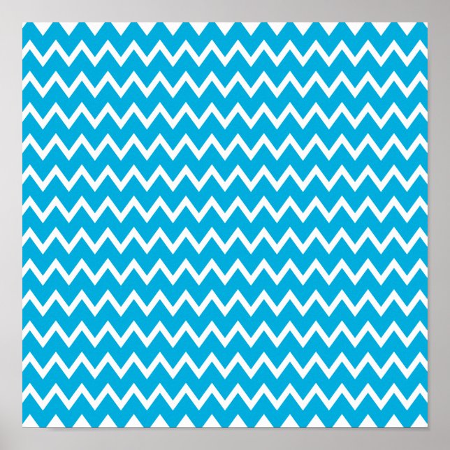 Blue and White Zigzag Mönster Poster (Framsidan)