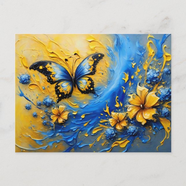 Blue and Yellow Butterfly # 2 Vykort (Framsida)