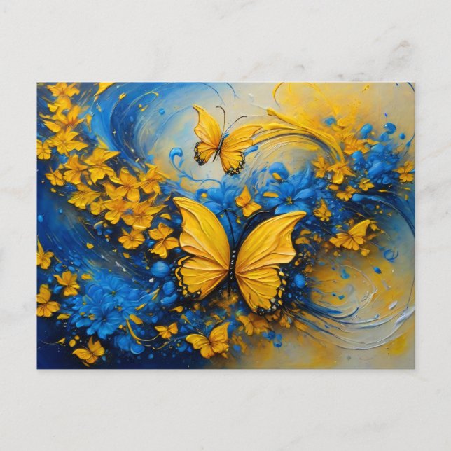 Blue and Yellow Butterfly # 3 Vykort (Framsida)
