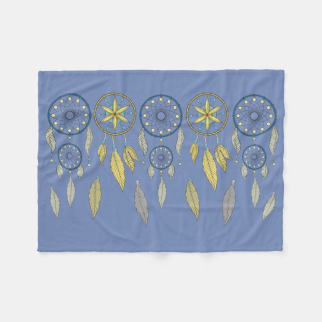 Blue and Yellow Dream Catchers Fleecefilt (Framsidan (Horisontell))